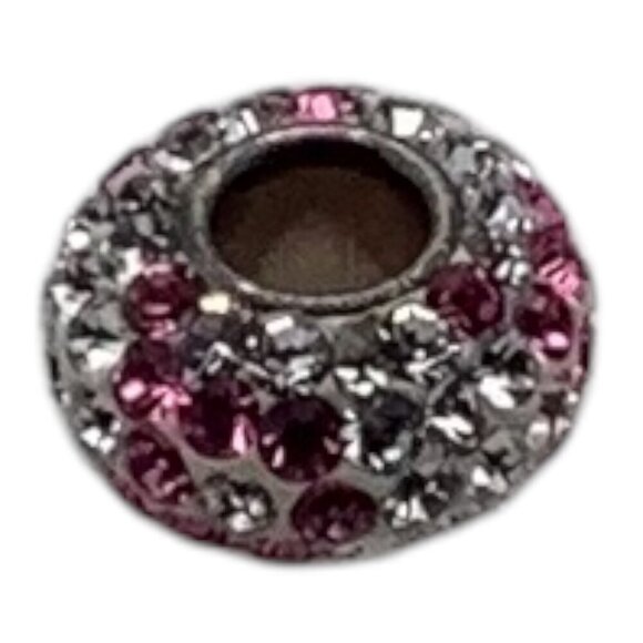 Pink Ribbon Charm With Crystals European Style 925 Sterling Silver For Bracelets - Picture 5 of 5